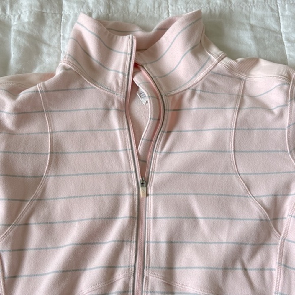 lululemon Pink Grey Stripe Half Zip Up Lace Pullover Track Top